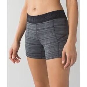 Lululemon What‎ The Sport Short Cyber Stripe Deep Coal Black Size 4 Athletic